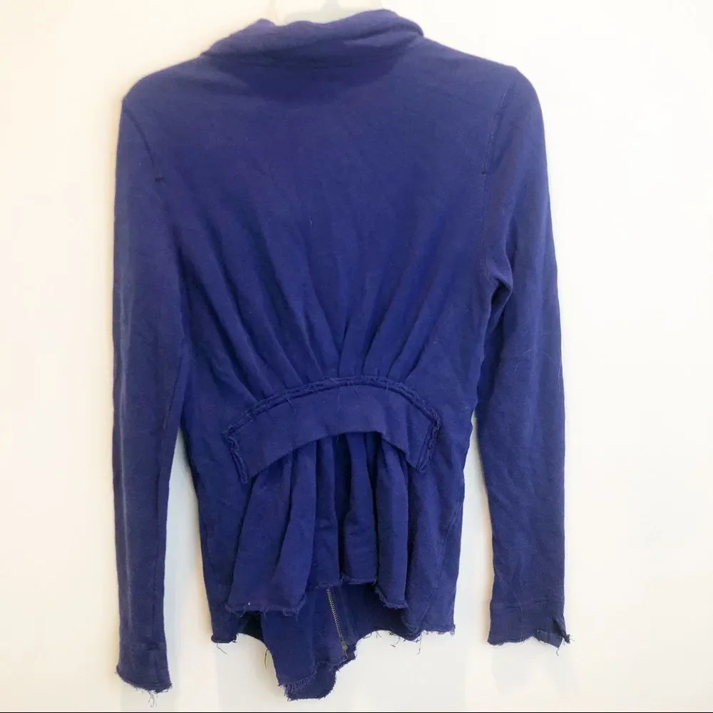 Free People Pacific Coast Ruffle Zip-Up Sweatshirt Small